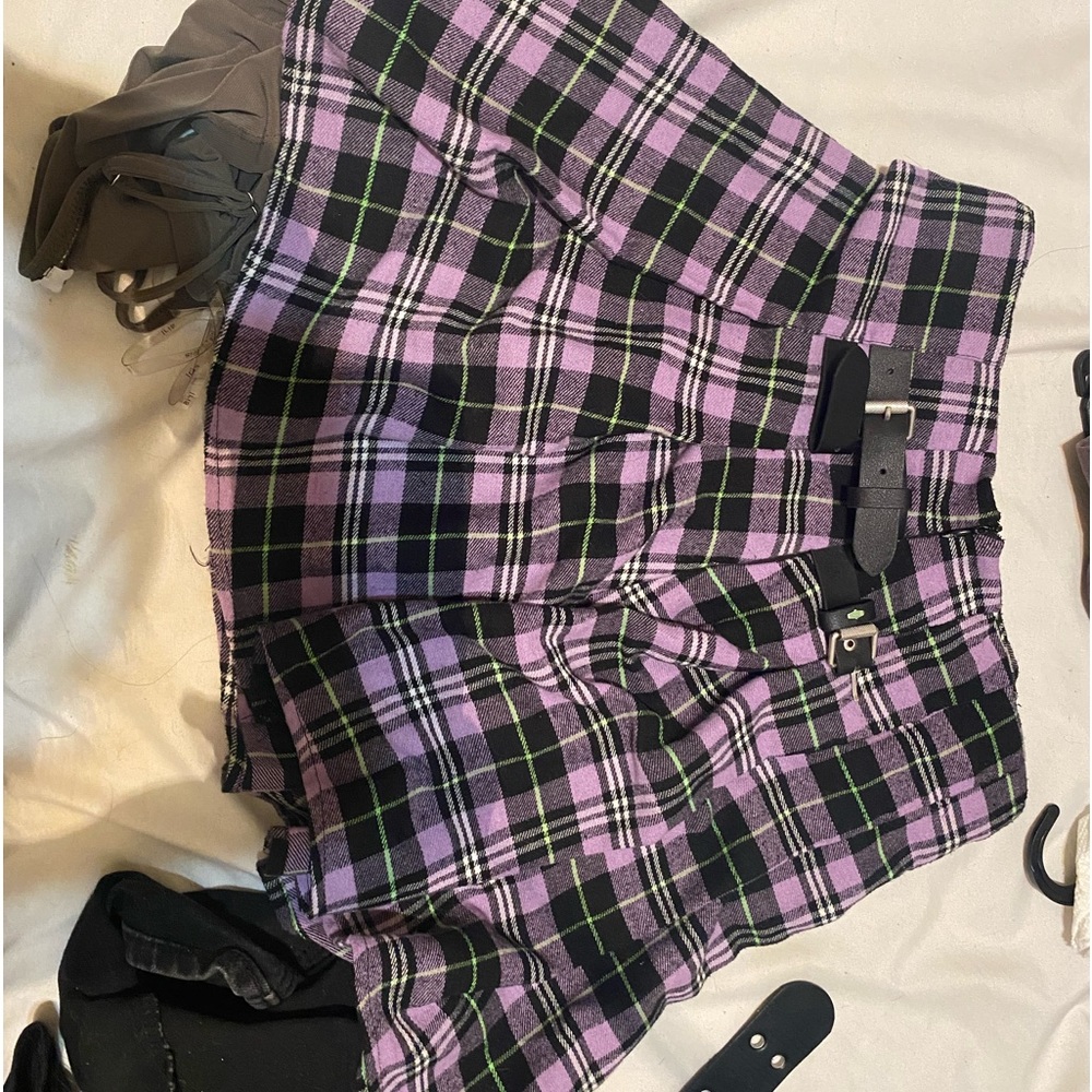 Purple plaid skirt